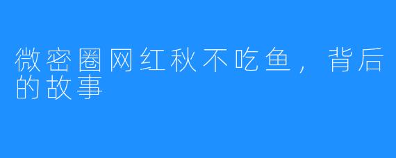 微密圈网红秋不吃鱼，背后的故事