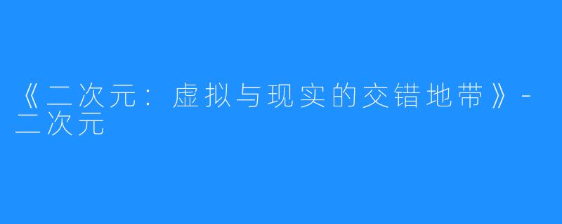 《二次元:虚拟与现实的交错地带》-二次元