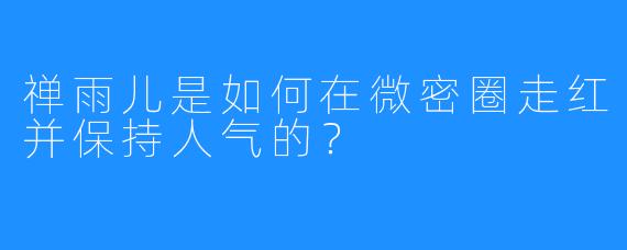 禅雨儿是如何在微密圈走红并保持人气的?