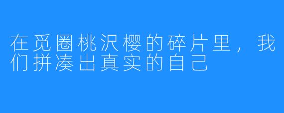 在觅圈桃沢樱的碎片里，我们拼凑出真实的自己