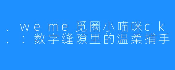 .weme觅圈小喵咪ck.：数字缝隙里的温柔捕手