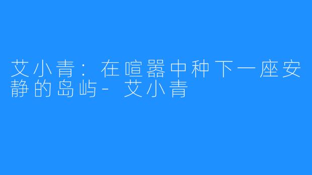 艾小青：在喧嚣中种下一座安静的岛屿-艾小青
