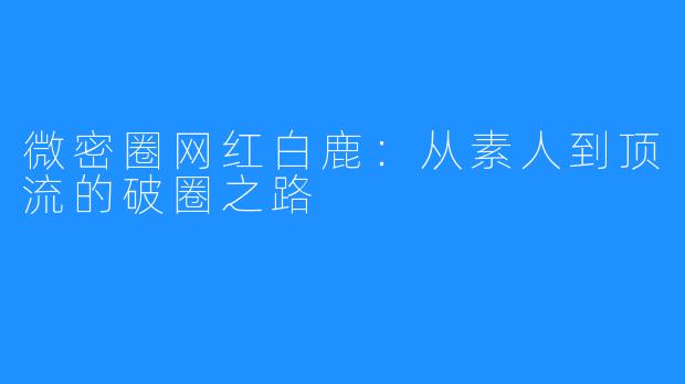 微密圈网红白鹿：从素人到顶流的破圈之路
